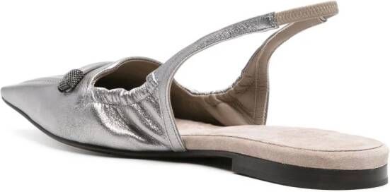 Brunello Cucinelli Slingback ballerina's Zilver