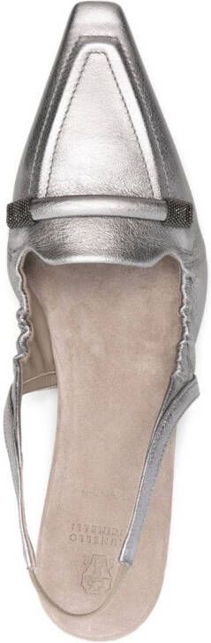 Brunello Cucinelli Slingback ballerina's Zilver