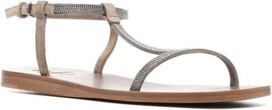 Brunello Cucinelli Sandalen met T-bandje Beige