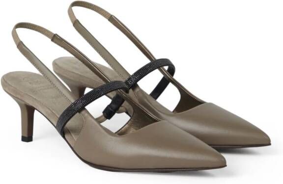 Brunello Cucinelli Slingback pumps met bandje Bruin