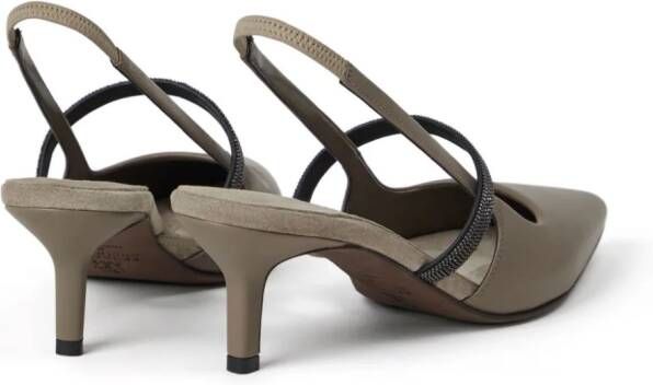 Brunello Cucinelli Slingback pumps met bandje Bruin