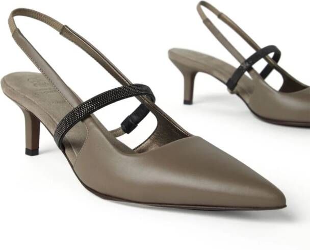 Brunello Cucinelli Slingback pumps met bandje Bruin