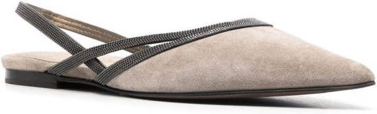 Brunello Cucinelli Slingback pumps met puntige neus Beige