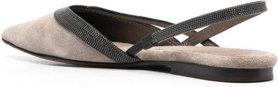 Brunello Cucinelli Slingback pumps met puntige neus Beige