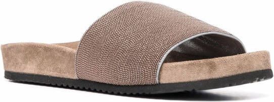 Brunello Cucinelli Slippers met afwerking van eco-messing Beige