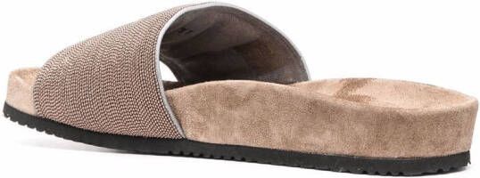 Brunello Cucinelli Slippers met afwerking van eco-messing Beige
