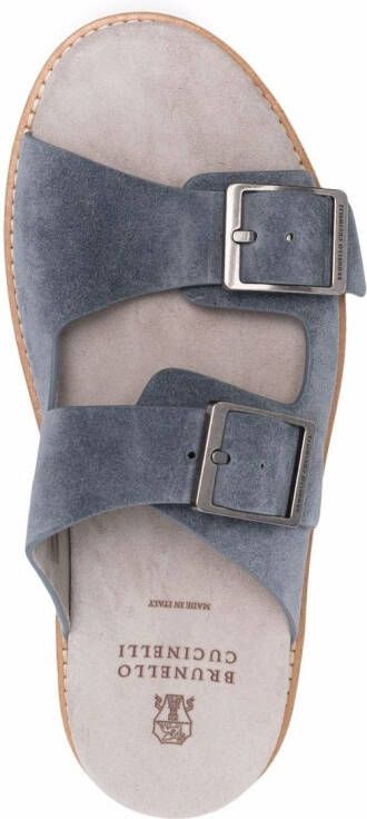Brunello Cucinelli Slippers met gespdetail Grijs