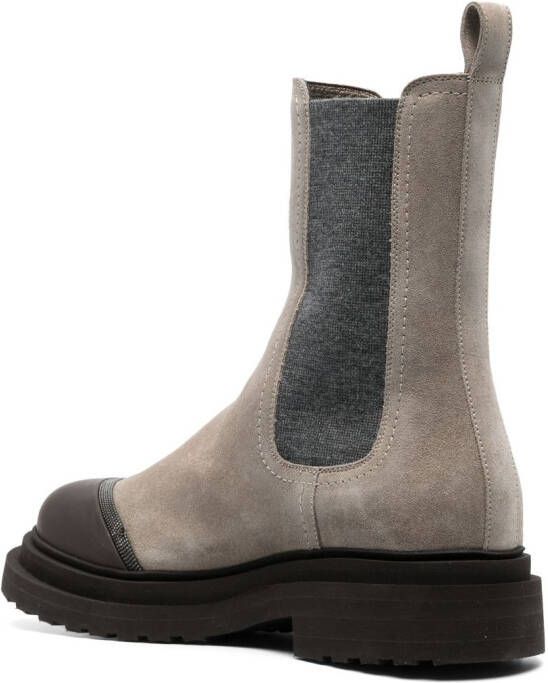 Brunello Cucinelli Suède enkellaarzen Beige