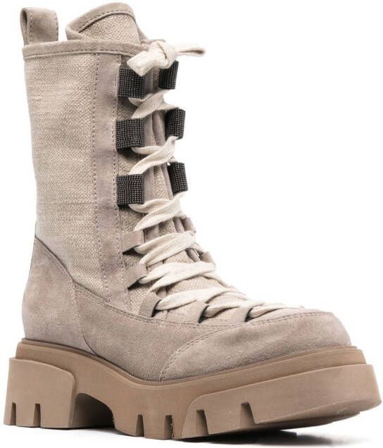 Brunello Cucinelli Veterlaarzen met chunky zool Beige