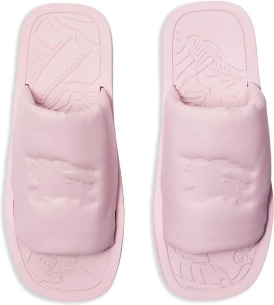 Burberry Leren slippers met reliëf Roze