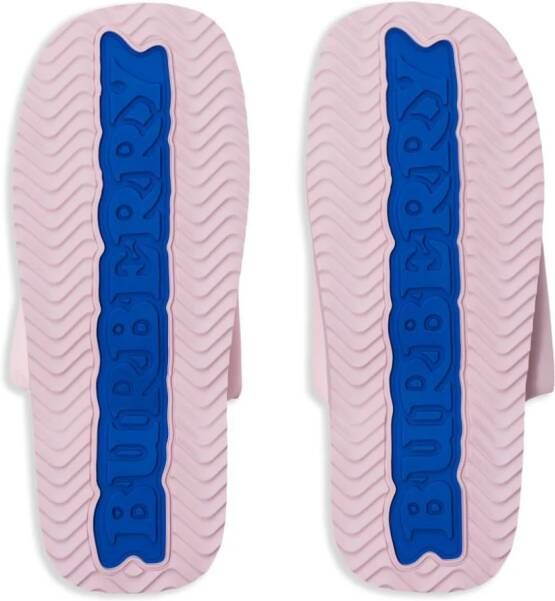 Burberry Leren slippers met reliëf Roze