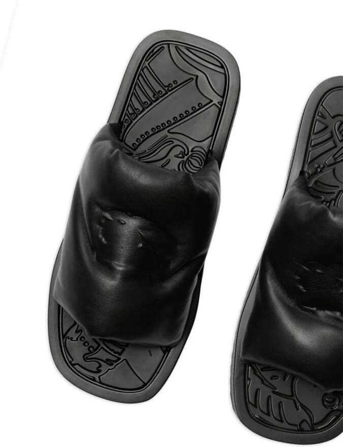 Burberry EKD Slab leren slippers Zwart
