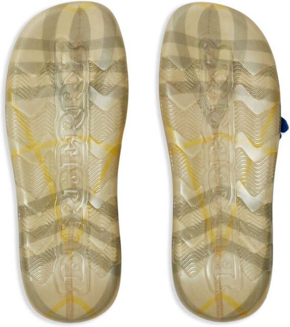 Burberry Equestrian Knight geruite slippers Beige