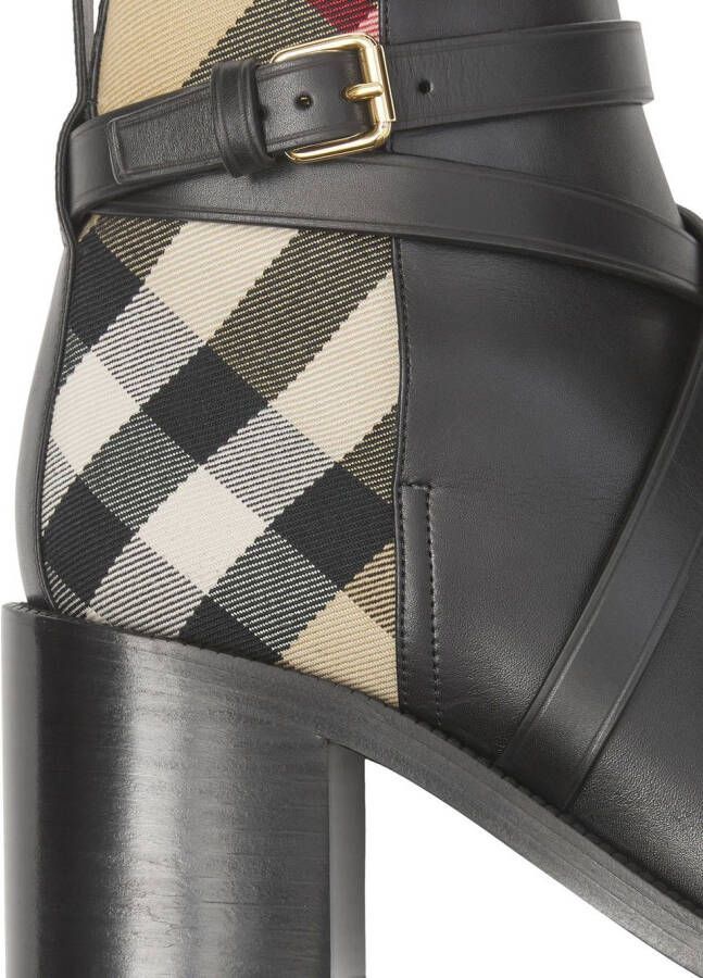 Burberry House Check laarzen met middelhoge hak Zwart