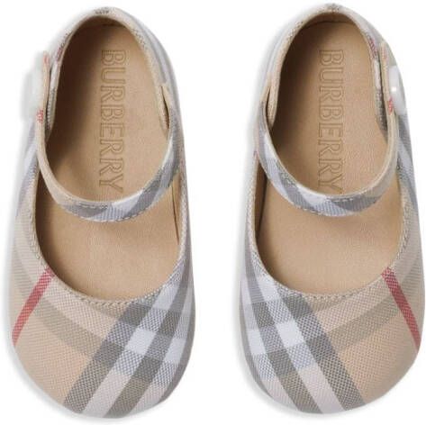 Burberry Kids Mary Jane geruite schoenen Beige
