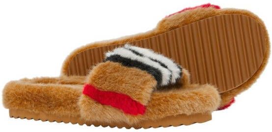 Burberry Kids Icon Stripe slippers met motief Bruin