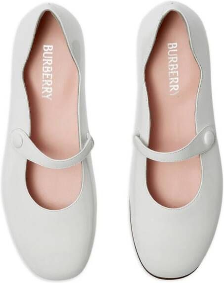 Burberry Kids Leren ballerina's met drukknoop Wit