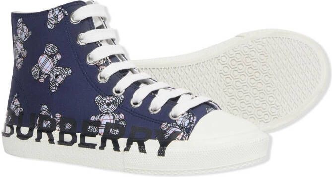 Burberry Kids Sneakers met logoprint Blauw