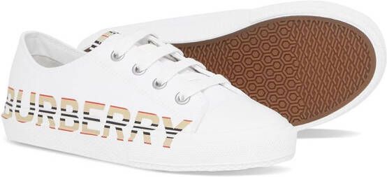 Burberry Kids Sneakers met logostreep Wit