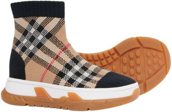 Burberry Kids Sneakers met Vintage Check Beige