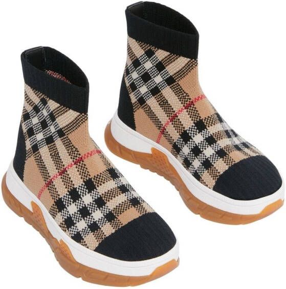 Burberry Kids Sneakers met Vintage Check Beige
