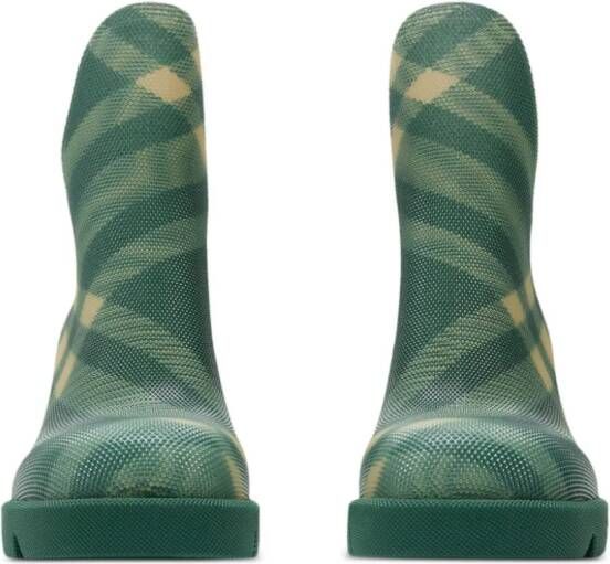 Burberry Marsh geruite rubberen laarzen Groen