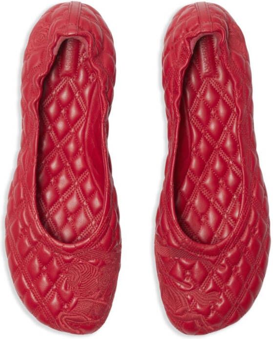 Burberry Sadler leren ballerina's Rood