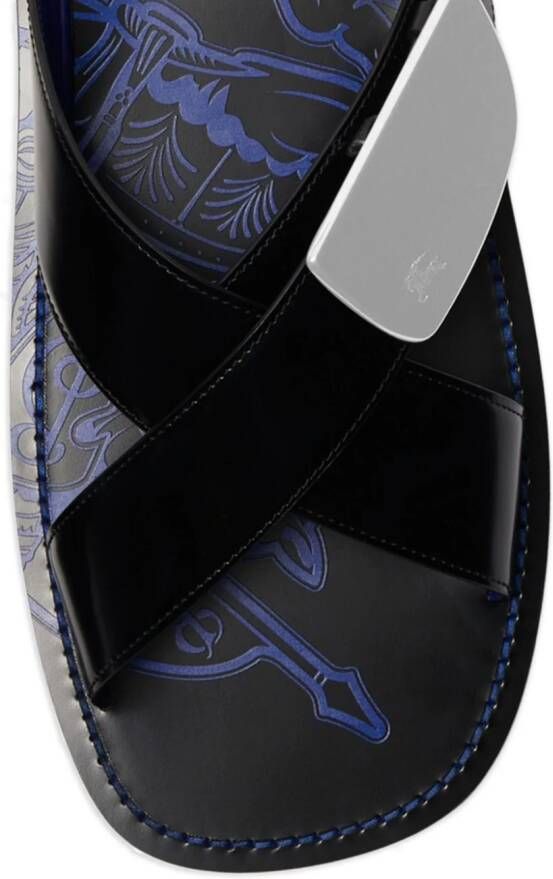 Burberry Shield leren slippers Zwart