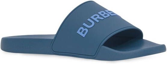 Burberry Slippers met logoprint Blauw
