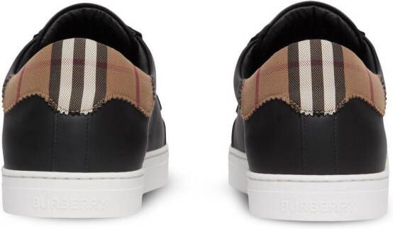 Burberry Vintage check leren sneakers met vlakken Zwart