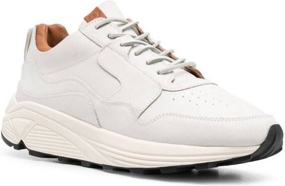 Buttero Vinci leren sneakers met gebarsten effect Wit