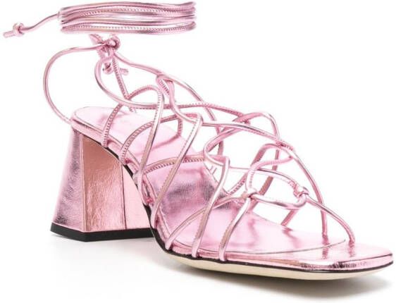 BY FAR Alexander leren sandalen Roze