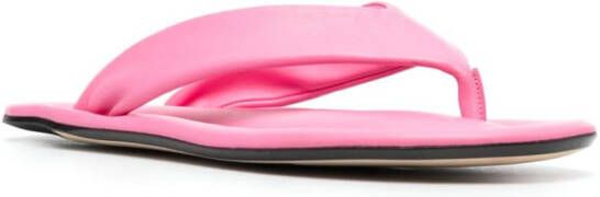 BY FAR Dasha leren teenslippers Roze