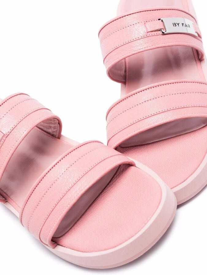 BY FAR Easy leren sandalen Roze