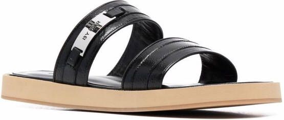 BY FAR Easy leren sandalen Zwart