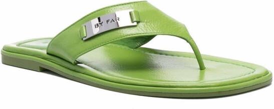 BY FAR Piel teenslippers Groen