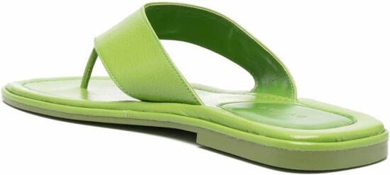 BY FAR Piel teenslippers Groen