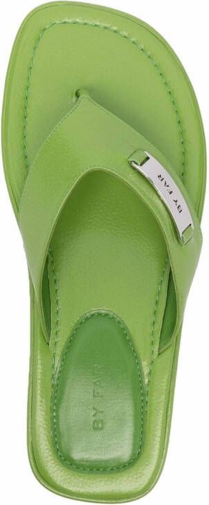 BY FAR Piel teenslippers Groen