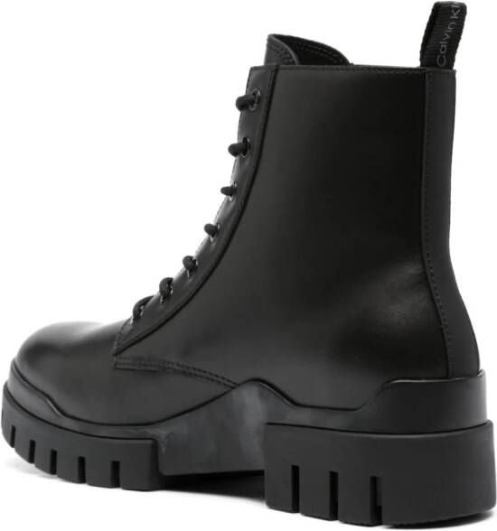 Calvin Klein Jeans Leren combat boots Zwart