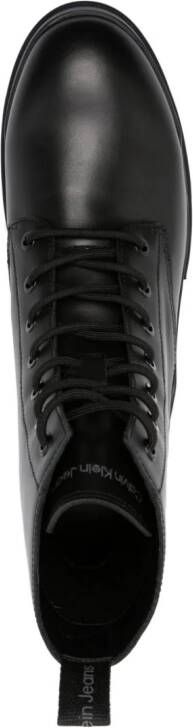 Calvin Klein Jeans Leren combat boots Zwart