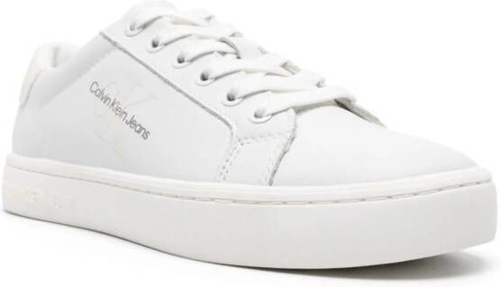 Calvin Klein Jeans Leren sneakers met logo-reliëf Wit