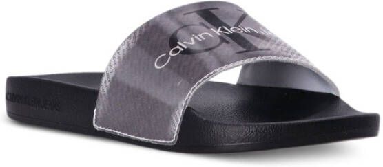 Calvin Klein Lenticular slippers met logoprint Zwart