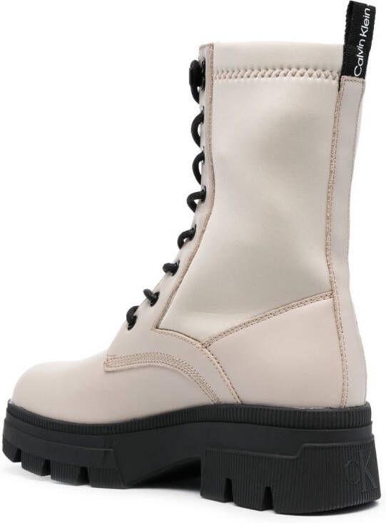 Calvin Klein Leren combat boots Beige