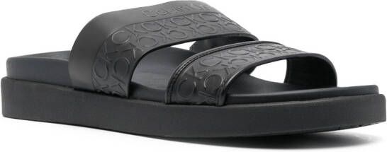 Calvin Klein Leren slippers Zwart