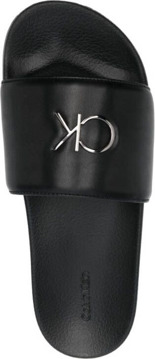 Calvin Klein Slippers met logoplakkaat Zwart