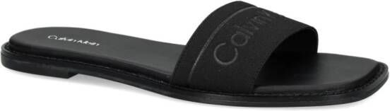 Calvin Klein Slippers met elastische band en logoprint Zwart