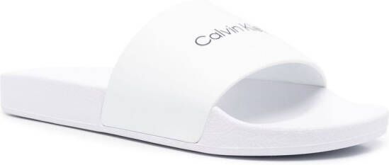 Calvin Klein Slippers met logoprint Wit
