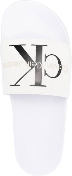 Calvin Klein Slippers met monogram Wit