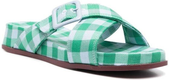 Camper Atonik slippers met gingham ruit Groen
