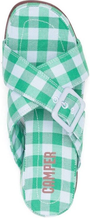 Camper Atonik slippers met gingham ruit Groen